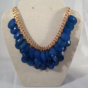 Blue and Gold Chunky Statement Necklace